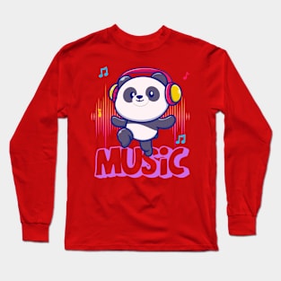 cute panda ,music style Long Sleeve T-Shirt